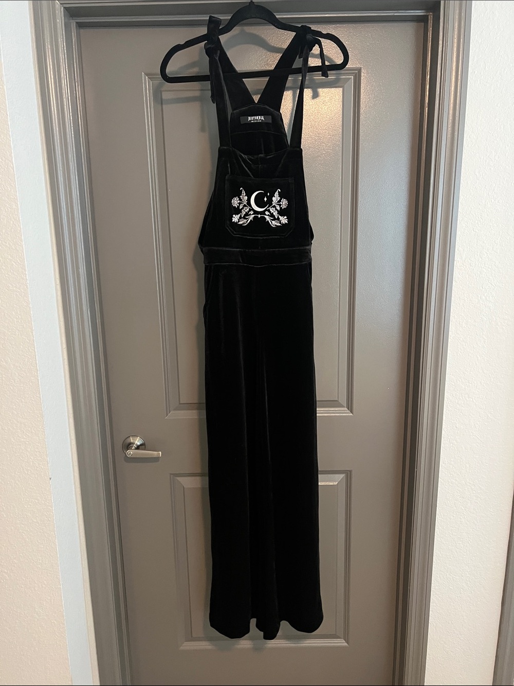 Disturbia Aradia Velour Wide Leg Overalls Dungarees - Goth Celestial - NWOT Size